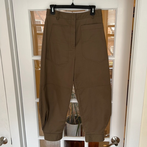 Tibi Myriam Twill Sculpted Pant in Utility Brown - Picture 2 of 6
